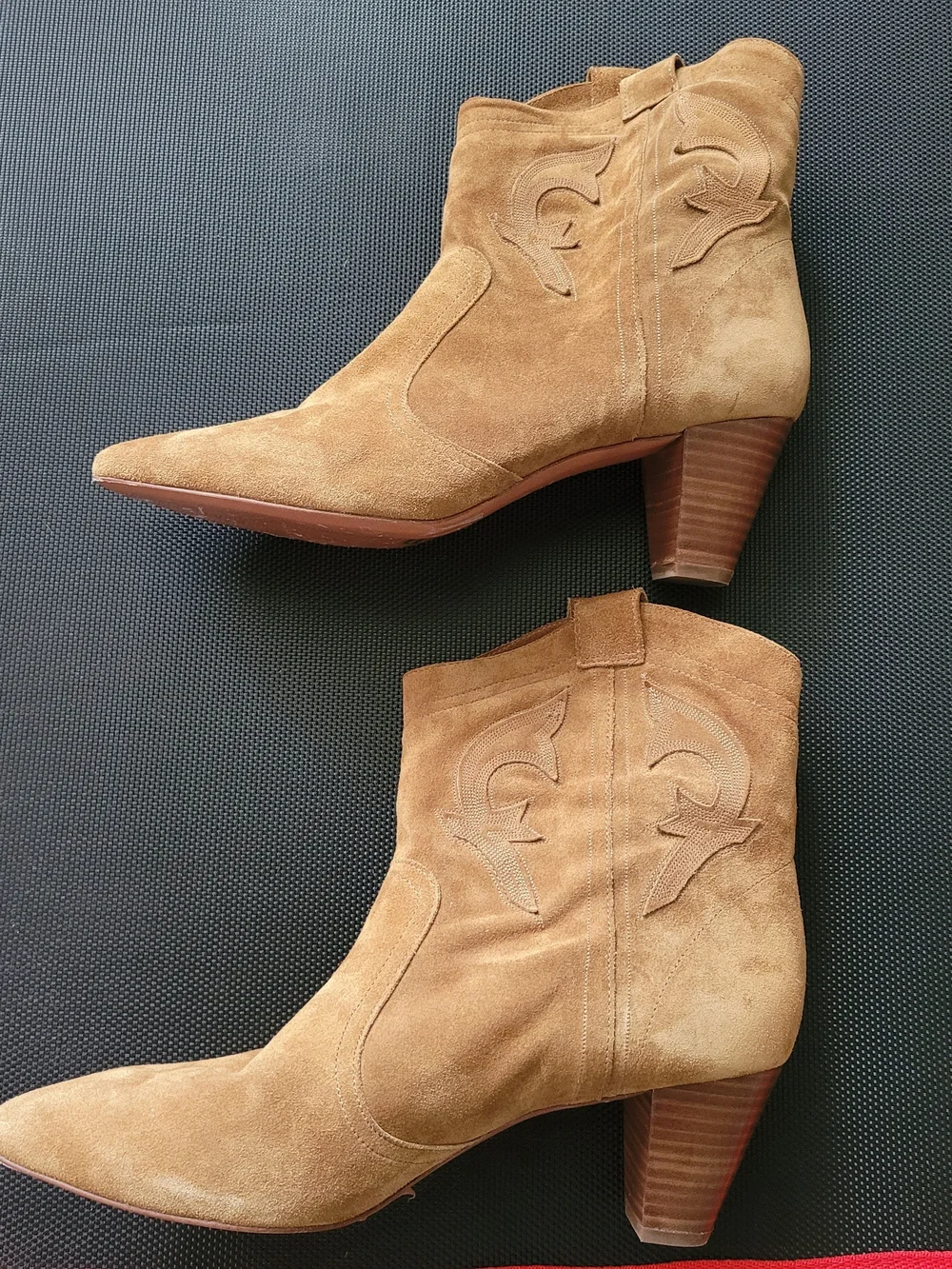 ba&sh Tan Suede Western Ankle Booties Casey